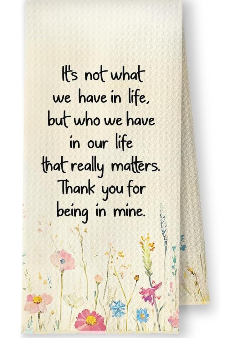 Gifts for Best Friend Kitchen Towels, Friendship Gifts for Women Friends Dish Tea Towels, Thank You for Being in Mine Wildflower Decorative Hand Towel for Bathroom Kitchen, 16x24 Inch