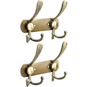 NearMoon Coat Rack Wall Mounted-2 Pack, Heavy Duty Bath Towel Hooks Stainless Steel Robe Hooks Holder, Metal Coat Hook for Towel Coat Hat Key Bathroom Bedroom Hotel Entryway (2 Hooks, Bronze)