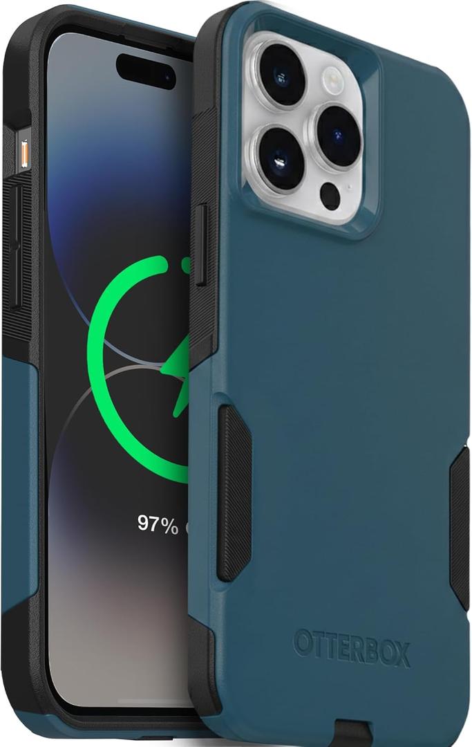 OtterBox iPhone 14 Pro Max (Only) Commuter Series Case Thin, Dual-Layer, Pocket-Friendly, Port Cover Blue/Black