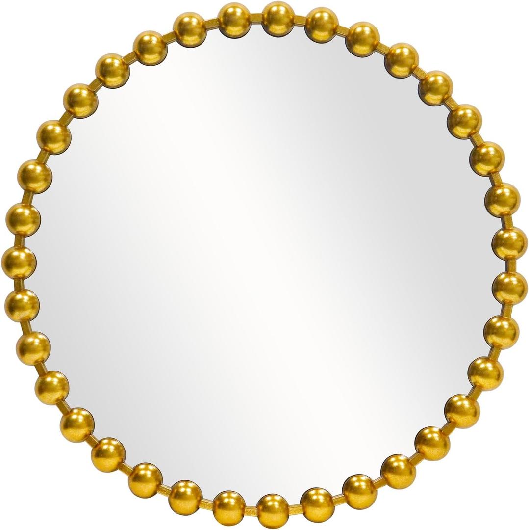Round Gold Mirror 30'', Beaded Mirror for Wall Decor Large Circle Mirror for Bathroom, Dining Roon, Bed Room, Entryway