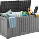 EAST OAK Outdoor Storage Box, 60 Gallon Deck Box Indoor and Outdoor Use, Waterproof Resin Storage Bin for Patio Cushions, Gardening Tools, Lockable, UV Resistant, Grey