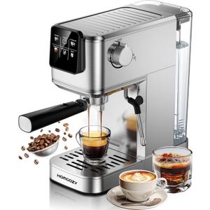 20 Bar Espresso Coffee Machine with Rapid Cold Brew Technology, Milk Frother, Touch Screen Control, Compact Water Tank, Ideal for Lattes, Cappuccinos, Americano, Home & Office Use, Stainless Steel