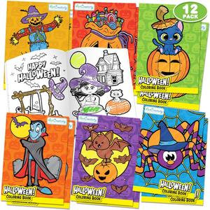 ArtCreativity Halloween Mini Coloring Books for Kids – 12 Pack 5″×7″ Booklets – Non-Candy Trick or Treat Favors, Classroom Prizes, Party Goodie Bag Fillers