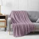 BOURINA Light Lavender Throw Blanket 50x60 Inches Throw Textured Solid Soft Sofa Couch Decorative Knit Blanket