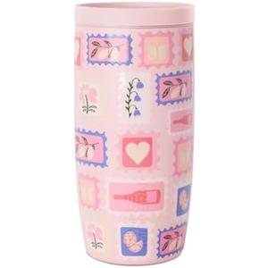 Simple Modern Mother's Day Travel Coffee Mug Tumbler with 360° Lid | Gifts for Her | Ceramic-Lined Insulated Stainless Steel Cold Brew Iced Coffee Cup | Voyager Signature | 16oz | Stamps