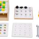 Adena Montessori 2 in 1 Montessori Screwdriver Board Set & Hammer Peg Toy Game Wooden Tool Set for Kids 3 4 5 Year Old