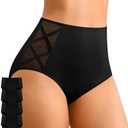 ASIMOON Seamless Underwear for Women No Show High Waisted Panties Tagless Wave Edge Full Coverage Ladies Briefs Multi Pack XL