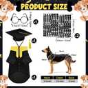 Huhumy 5 Pcs Dog Graduation Costume Set Include 2026 Pet Graduation Gown with Stole Puppy Grad Cap Lensless Glasses DIY Letter Stickers for Dogs Cats Holiday Costume Accessory(Black Yellow,XL)