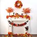 Sherika 2PCS Fall Maple Leaves Garland, 5.9Ft/Piece Artificial Fall Garland for Mantle, 9 Colors Autumn Foliage Vine Thanksgiving Decor for Home Wedding Fireplace Party Outdoor Decor