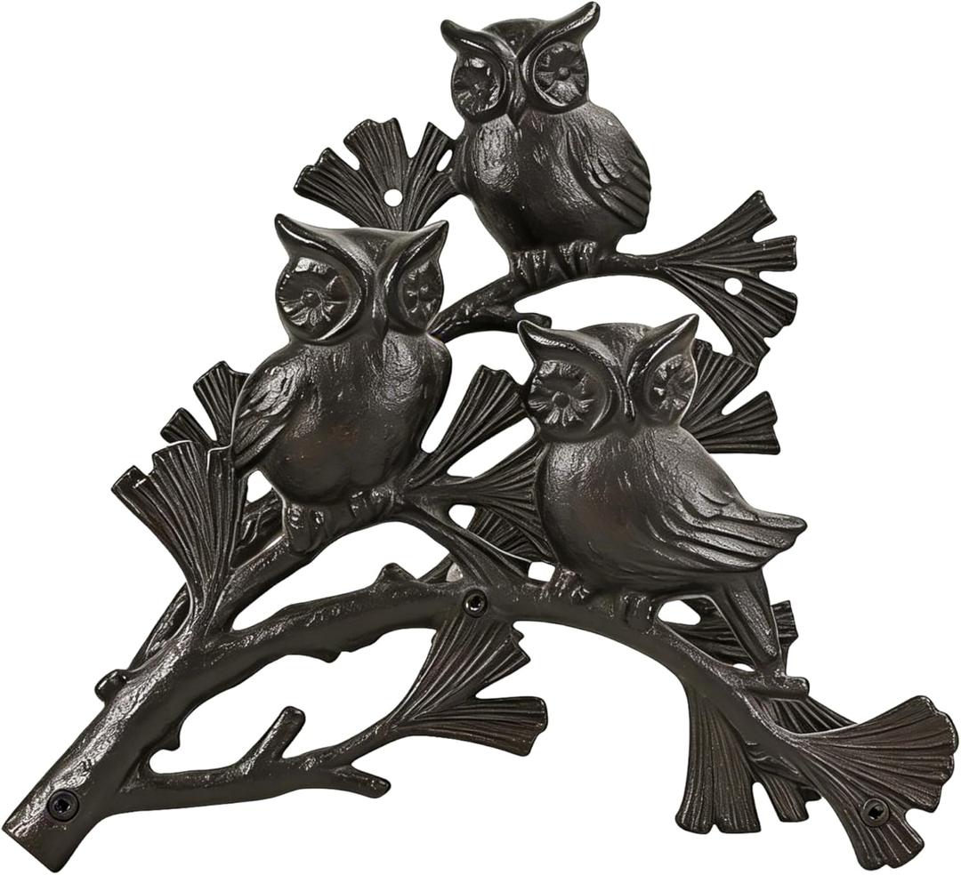 Owl Decorative Hose Holder Decorative Cast Iron Garden Hose Hanger for Outside Wall, Heavy Duty Vintage Hose Reel for Patio, Yard, or Villa (garden hose holder)