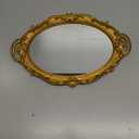 Zosenley Polyresin Ellipse Antique Decorative Mirror Tray, Makeup Organizer, Jewelry Organizer, Serving Tray, 9.8x 14.6, Gold