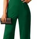 YMDUCH Women's Casual Sleeveless Off Shoulder Wide Leg Long Pant Jumpsuits (Large, Green)