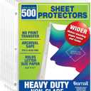 Samsill 500 Pack Heavy Duty Sheet Protectors, Non-Glare, 8.5x11 Inch Page Protectors for 3 Ring Binder, Letter Size Protectors Reinforced Holes, Non-Glare Document Sleeve, Top Loading, Acid Free