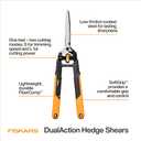 Fiskars DualAction Hedge Shears, 2-in-1 Fast Trimming & PowerCut Hedge Trimmer, Precision-Ground Steel Blades for Clean Cuts, Shock-Absorbing Bumpers & SoftGrip Handles for Comfort