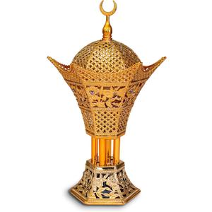 AM Bakhoor Charcoal Incense Burner  Luxury Gold Frankincense Resin Burner for Oud, Bakhoor, Incense Sticks & Cones  Decorative Metal Holder with Removable Lid & Safe Flame Control (Gold)