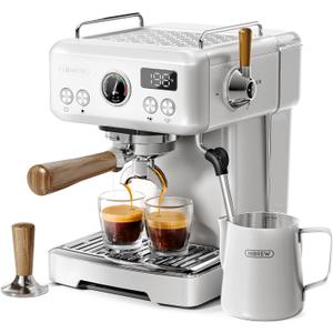 HIBREW H10Plus - Programmable Espresso Machine - 58mm Portafilter in Stainless Steel - Temperature & Cup Volume Adjustable at will - With Intelligent Display Screen & Pressure Gauge.