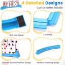 Stackable Card Holder, Double Layered Playing Card Holder Organizer Tray, 4 Pack Storage Case for Seniors, Adults, Arthritis Patients and Kids (Blue)