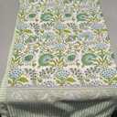 60'' x 60'' Hand Block Print Mahjong Table Cloth Square Cotton Floral Tablecloth Washable Print Rectangle Table Cover with Dust Proof for Kitchen Dining Party(60'' X 60'',Green Pattern, Green)