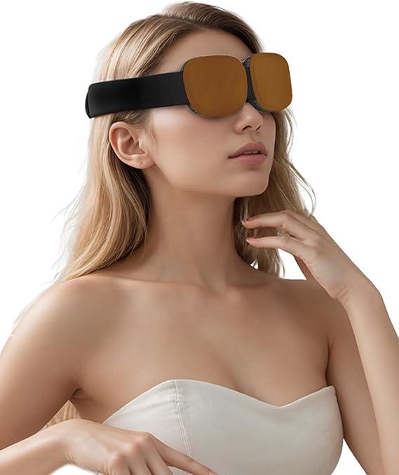Sleep Eye Mask for Men Women, 3D Zero Intraocular Pressure Design,100% Light Blocking Sleeping,Suitable for use with cpap,Exquisite Travel Storage Box (Brown)