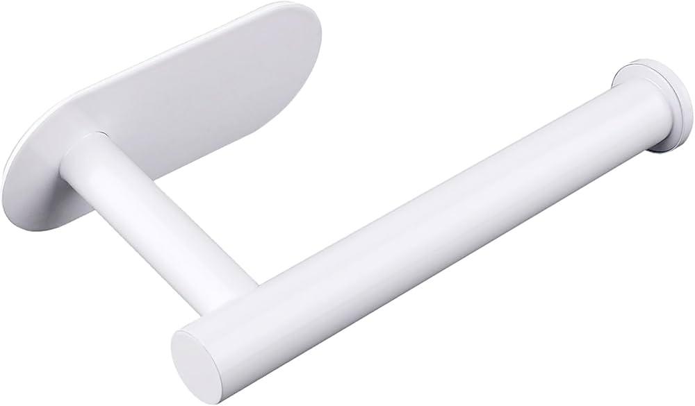 White Toilet Paper Holder, Self Adhesive Toilet Paper Roll Holder No Drilling Wall Mount for Kitchen, Bathroom, Toilet