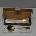 6 Piece Stainless Steel Serving Spoons Set - 3 Large, 3 Slotted, 9.2-Inch, Dishwasher Safe, for Parties/Kitchen/Buffet/Catering,Gold