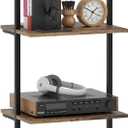 Wolawu Ladder Shelf 4 Tiers Metal Industrial Bookshelf,Brown Wood Tall Open Storage Rack and Display Shelves,Wall Mount Wide Book Case for Home Office Bedroom,Small