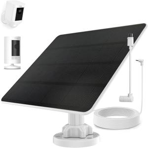 Ring Camera Solar Panel Charger, Compatible With Stick Up Cam Battery, Spotlight Plus/Pro Cam Battery, Waterproof, 5W 6V Fast Charging, With DC to TypeC Adapter (1Pack)