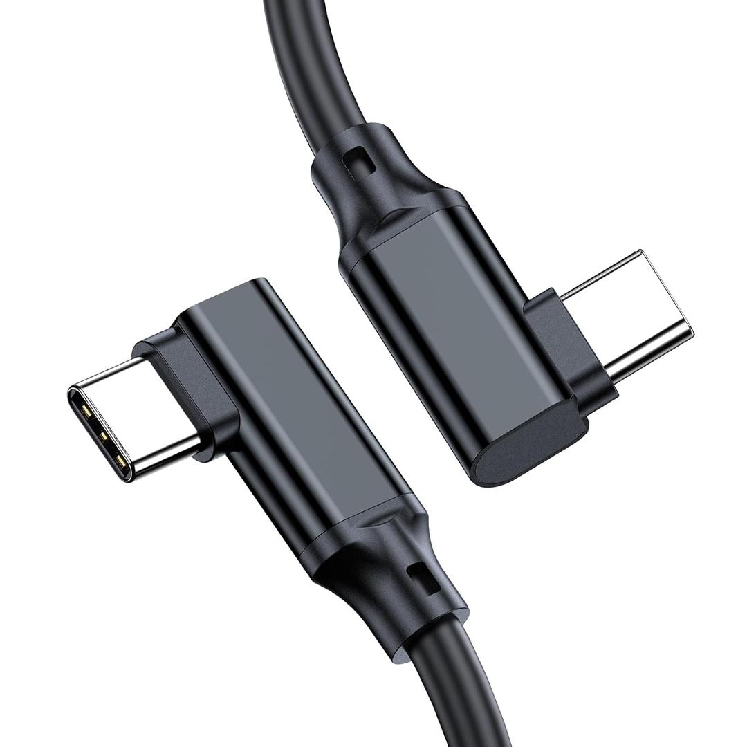 USB C to USB C Cable 6.6FT,TYPEC 3.1 GEN2,Right Angle USB-C 3.2 Gen 2 20Gbps Cable 4K@60Hz Video Monitor Cable 240W PD Fast Charging Cable.for Oculus Quest,MacBook Pro,AR,Switch,Phone 15,Laptops