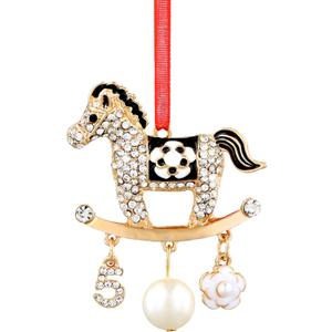 SICOHOME Babys First Christmas Ornament 2025 - Rocking Horse Christmas Ornament with Rhinestones Newborn Baby 1st Christmas Ornament Girl Boy for Son Daughter Grandson Granddaughter - White