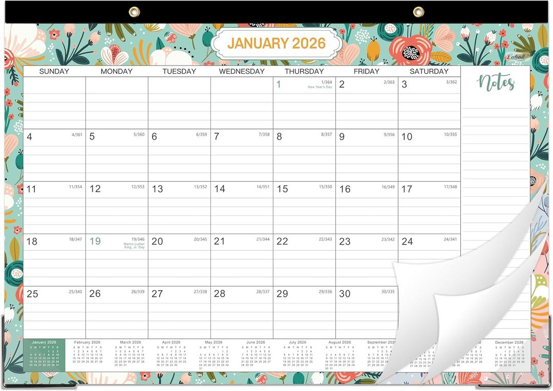 2 x 2026 Desk Calendar - 2026 Calendar from Jan. 2026 - Dec. 2026, 12 Monthly Desk Calendar 2026 Large 12" x 17", Ruled Block, To-do List & Note