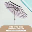 9ft Market Patio Umbrella Replacement Canopy, UV Protective, Fade Resistant, Vented Design for Outdoor Use (Black White Stripe)