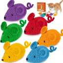 Retro Shaw Catnip Toys Crochet Mice Cat Toys, 3 Pcs Durable Yarn Cat Mouse Toys for Indoor Cats, Stuffed with Natural Catnip & Silvervine Blend, Handmade Interactive Kitten Chew Toy for Teeth Cleaning
