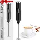 Bonsenkitchen Electric Milk Frother Handheld, Portable Whisk Milk Foam Maker, Drink Mixer for Coffee, Matcha, Electric Stirrer Coffee Mixer, Battery Operated(Not Included) (Black)