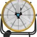 Tornado - 24 Inch High Velocity Heavy Duty Tilt Metal Drum Fan Yellow Commercial, Industrial Use 3 Speed 7700 CFM 1/3 HP 8 FT Cord ETL Safety Listed (YELLOW)