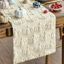 Fall Table Runner, Off White Pumpkins 3D Faux Fur Table Runners, Soft Thanksgiving Halloween Table Decor for Indoor Outdoor, Autumn Home Party Decor, 13*72 Inch