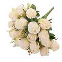 FuleHouzz Artificial Rose Flower 20 Heads 2 Bundles Bridal Bouquet Silk Rose Bulk for Wedding Home Valentine's Day Party Decor, Cream