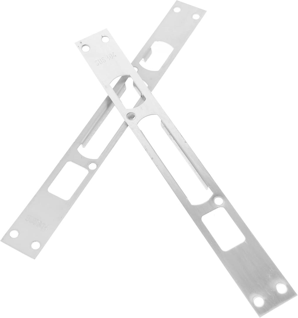 jojofuny 2pcs 10.23 X 1.18 X 0.31 InchDoor Security Strike Plates, StainlessKick Plate Larson Storm Door Strike Plate Door Security Plates Jamb Reinforcement Plate Deadbolt Cover