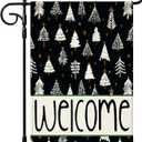 Artscope Welcome Christmas Tree Garden Flag 12x18 Inch Double Sided, Seasonal Outdoor Xmas Flag for Yard Farmhouse Holiday Decoration-Black
