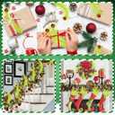 2 x Green Furry Christmas Picks 8pcs Lime Furry Christmas Tree Topper Decoration Green Curly Tree Picks with Red Ball Greens Pampas Grass Xmas Pick Elf Ornament for Xmas Wreath Vase Filler