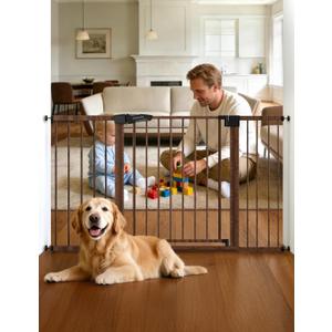 Babelio 29-55" Extra Wide Baby Gate, PressGuard P7, Black Wood Pattern