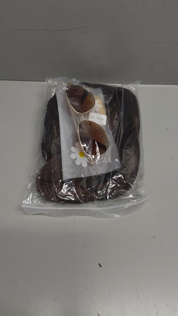 Hazel-colored wig with a soft, natural look, designed for everyday wear or special occasions. It features a stylish, flattering cut and comes with chic fashion glasses that complete the look