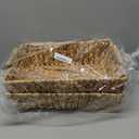 Medium Rectangular Handwoven Wicker Basket - Water Hyacinth Storage Baskets with 2 Polished Wooden Handles for Store Hand Towel, Fruits & Veggies etc 10.75"x15.25"x5" - Pack of 2 - Natural