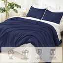 Litanika Navy Blue Comforter Set Full Size, 3 Pieces Boys Men Lightweight Solid Bedding Comforter Set, All Season Fluffy Down Alternative Bed Set (79x90In Comforter & 2 Pillowcases)