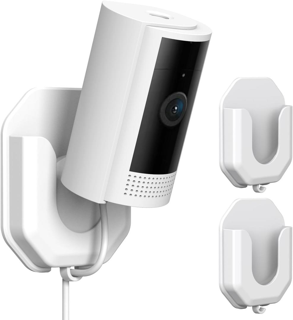 No Drill Ring Indoor Cam Adhesive Wall Mount Bracket, Strong Durable Adhesive Camera Mount Stand for Ring Indoor Cam(1st Gen and 2nd Gen) Blink Camera Mount, 2 Pack Mount Bracket (WHITE)