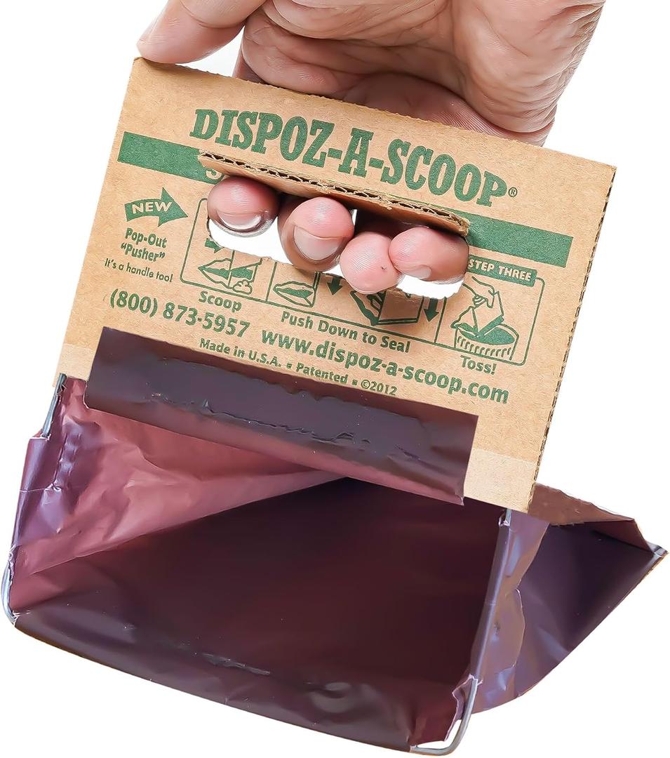 Dispoz-A-Scoop® 96 Pack"Scoop-Seal-Dispose” Dog Pooper Scooper with Bag Attachment, No-Touch Pooper Scoopers Solution, Portable Pooper Scooper for Dogs Large and Small, Dog Poop Scooper for Yard Walk