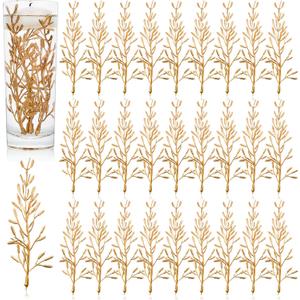 80 Pieces Faux Flowers for Floating Candles Centerpiece 6 x 2 Inch Vase Filler Filling in Floating Candles Mini Flower Filler for Wedding Dinning Table Party Home Bar Restaurant Decoration(Gold)