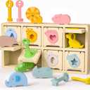 Montessori Toys for 2 Year Old|Wood Lock and Key Toy Fine Motor Skills Color Sorting Shapes Games for Toddlers 1-3|Preschool Learning Activities Birthday Gifts for 2 Year Old Girls and Boy