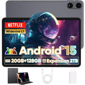 2025 Upgraded Android 15 Tablet with Case, Large Tablets 12 inch, Octa-core CPU,20GB+128GB+2TB Expandable,2000X1200 Touchscreen Display, 13MP+5MP Dual Cameras,8000mAh Large Battery+18W PD Fast Charge