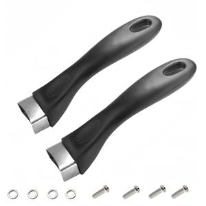 2Pcs Bakelite Pot Handle Black Scald-Proof Long Handle Grip Replacement, with Screw