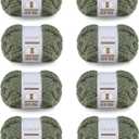 Crafted by Catherine Chunky Chenille Yarn - 8 Pack (8 oz / 227 g, 31.7 Yards Each Skein), Olive, Gauge 7 Jumbo